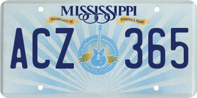 MS license plate ACZ365