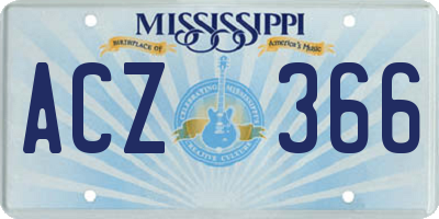 MS license plate ACZ366