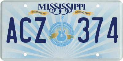 MS license plate ACZ374