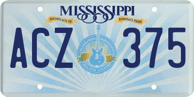 MS license plate ACZ375
