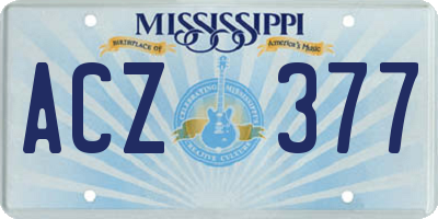 MS license plate ACZ377