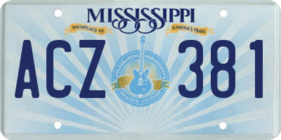 MS license plate ACZ381