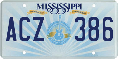 MS license plate ACZ386