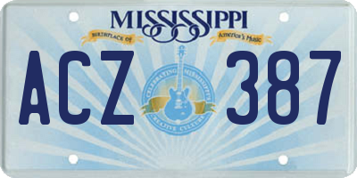 MS license plate ACZ387