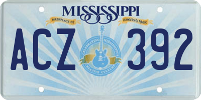 MS license plate ACZ392