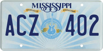 MS license plate ACZ402