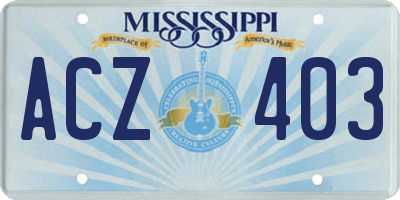 MS license plate ACZ403