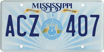 MS license plate ACZ407