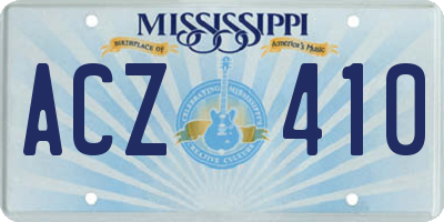MS license plate ACZ410