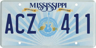 MS license plate ACZ411