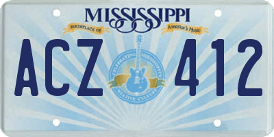 MS license plate ACZ412