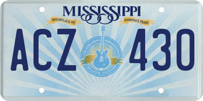 MS license plate ACZ430