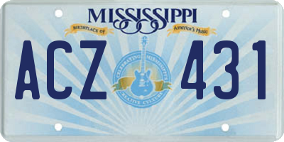 MS license plate ACZ431