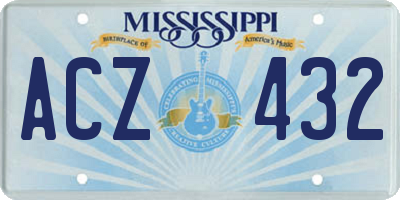 MS license plate ACZ432