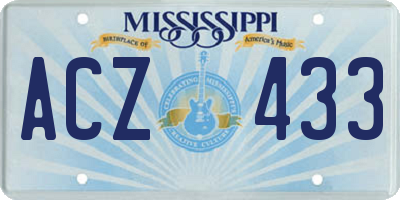 MS license plate ACZ433