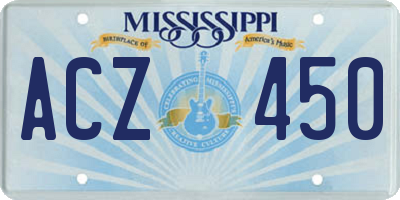 MS license plate ACZ450