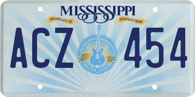 MS license plate ACZ454