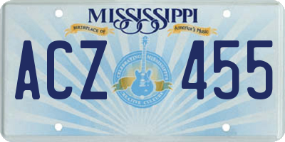 MS license plate ACZ455