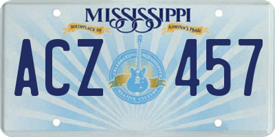 MS license plate ACZ457