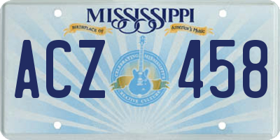 MS license plate ACZ458