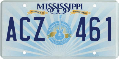 MS license plate ACZ461