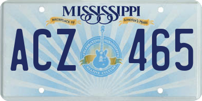 MS license plate ACZ465