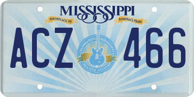 MS license plate ACZ466
