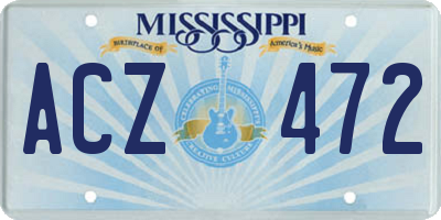 MS license plate ACZ472