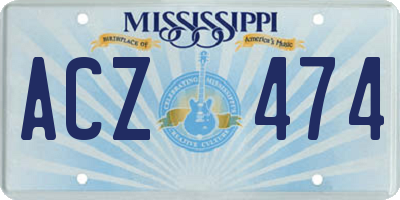 MS license plate ACZ474