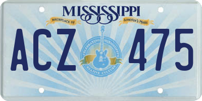 MS license plate ACZ475