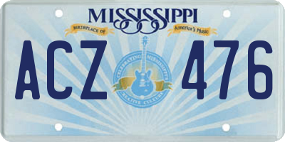 MS license plate ACZ476