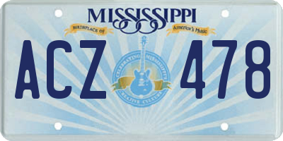 MS license plate ACZ478