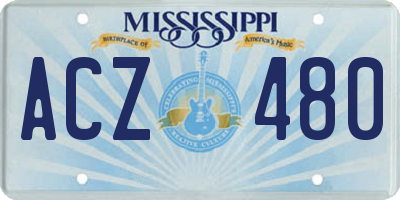 MS license plate ACZ480