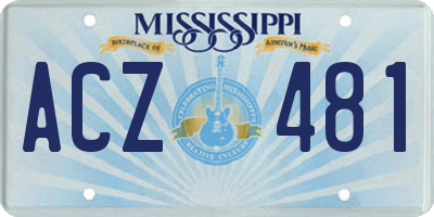 MS license plate ACZ481