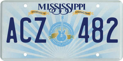 MS license plate ACZ482