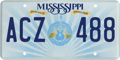 MS license plate ACZ488