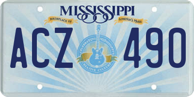 MS license plate ACZ490
