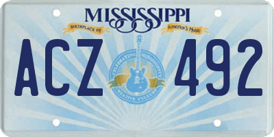 MS license plate ACZ492