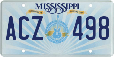 MS license plate ACZ498