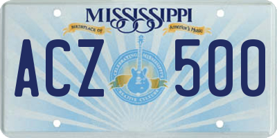 MS license plate ACZ500