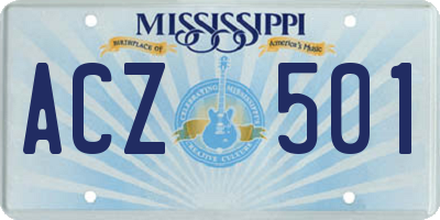MS license plate ACZ501