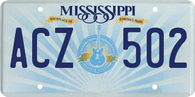 MS license plate ACZ502