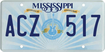 MS license plate ACZ517
