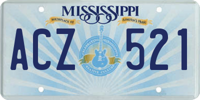 MS license plate ACZ521