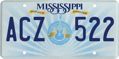 MS license plate ACZ522