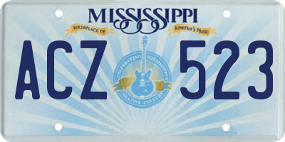 MS license plate ACZ523