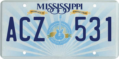 MS license plate ACZ531