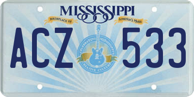 MS license plate ACZ533