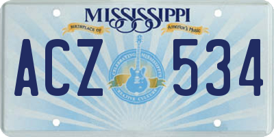 MS license plate ACZ534