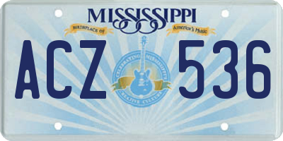 MS license plate ACZ536